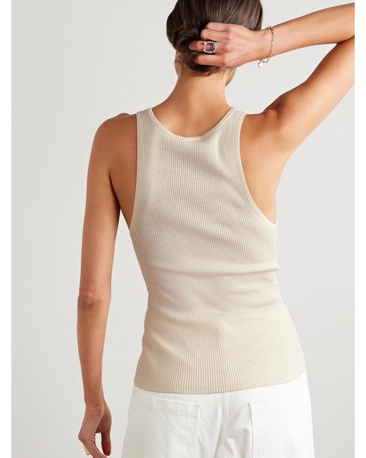 Nili Lotan Natural Selah Ribbed Silk-Jersey Tank