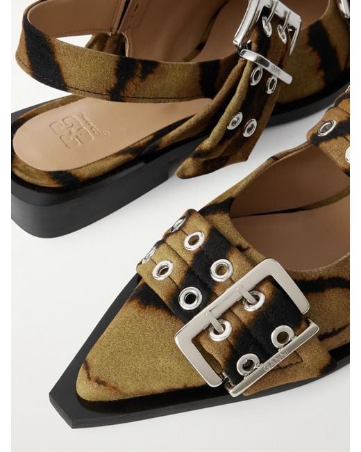 Ganni Multicolor Singback-Schuhe Aus Einer Gebürsteten Baumwollmischung Mit Spitzer Kappe Und Verzierung