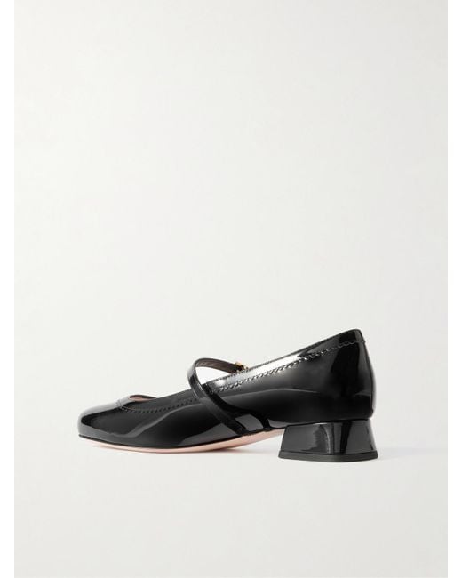 Roger Vivier Black Très Vivier Flower 25 Crystal-Embellished Patent-Leather Mary Jane Pumps