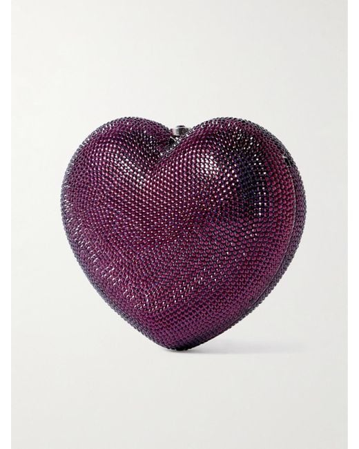 Judith Leiber Purple Petit Coeur Crystal-Embellished-Tone Clutch