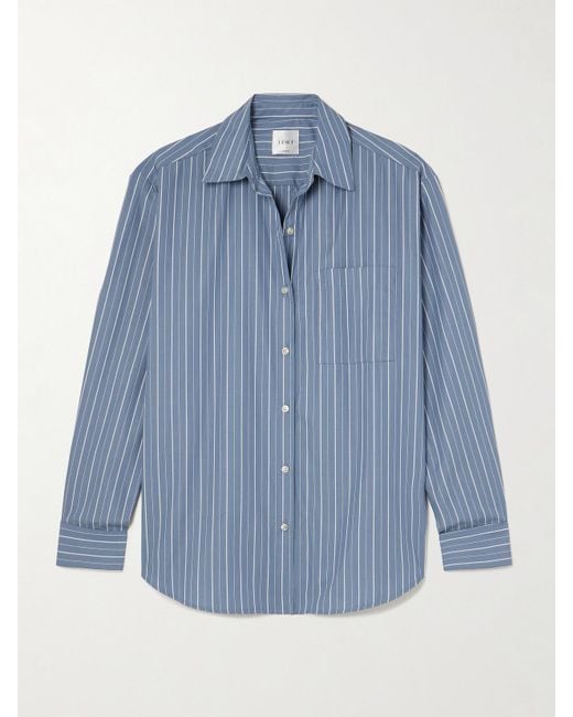 Leset Blue Yoshi Striped Cotton And Lyocell-Blend Poplin Shirt