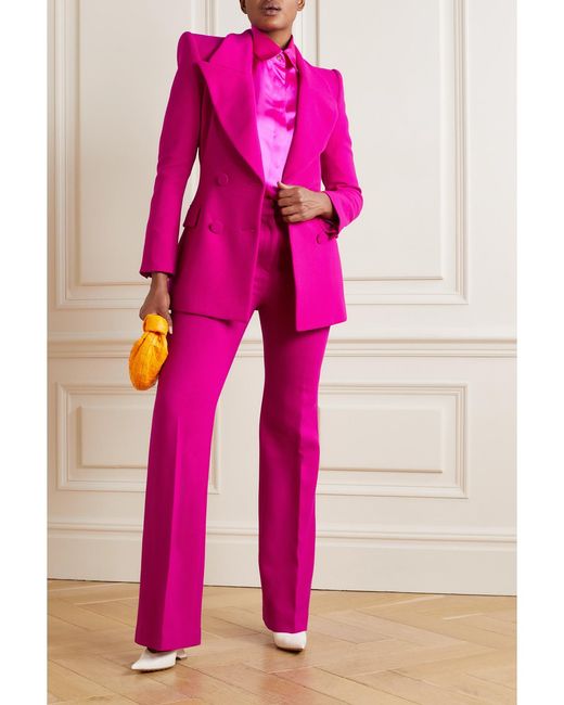 Sergio Hudson Pink Double-Breasted Wool Blazer
