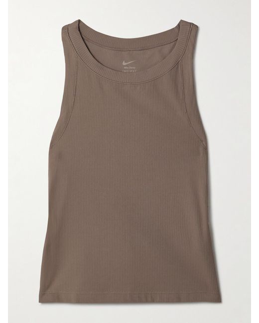 Nike Zenvy Ribbed Dri-Fit Tank in Brown | Lyst