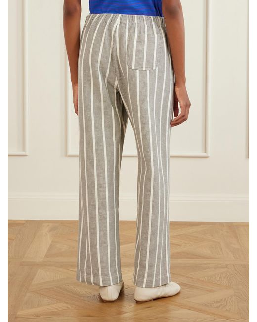 Aimé Leon Dore White Striped-Print Cotton Canvas Wide-Leg Pants