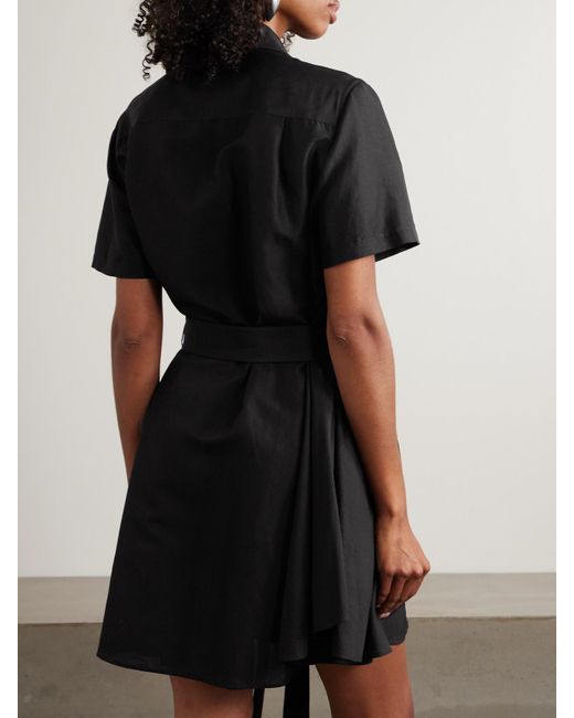Loewe Black Paula's Ibiza Mini-Hemdblusenkleid Aus Voile Mit Applikation Und Bindegürtel