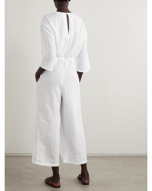 James Perse White Linen Jumpsuit