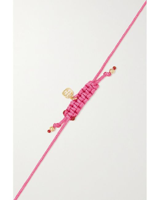 Sydney Evan Pink Pure Heart 14-karat Gold Cord Bracelet
