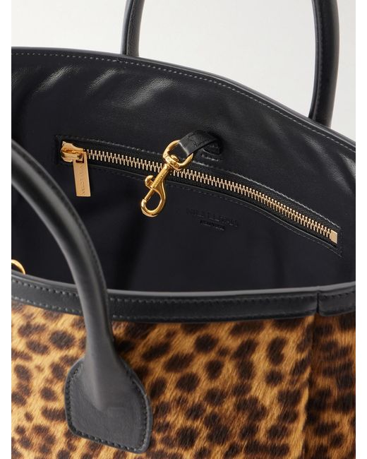 Nili Lotan Brown Freddie Leather-Trimmed Animal-Print Calf Hair Tote