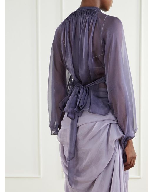 PAULINE DUJANCOURT Purple Alyona Cut-Out Silk Blouse