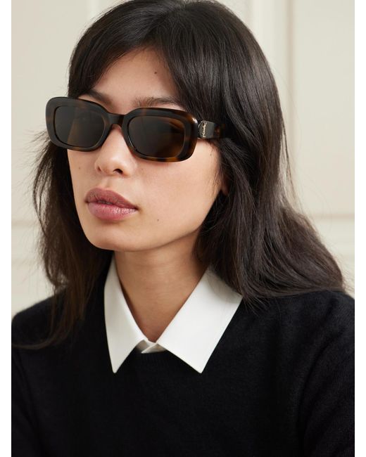 Saint Laurent Black Square-Frame Acetate Sunglasses