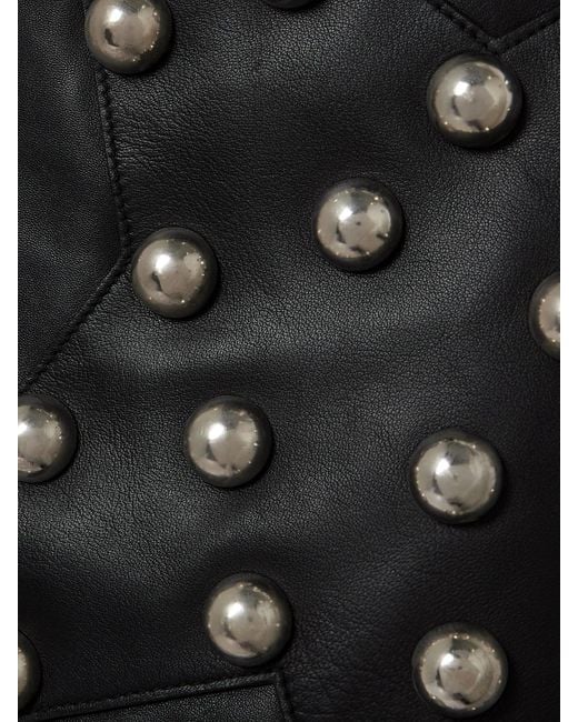 Area Black Studded Leather Mini Skirt
