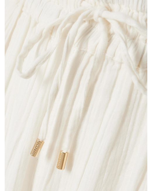 Melissa Odabash White Krissy Crinkled-Cotton Straight-Leg Pants