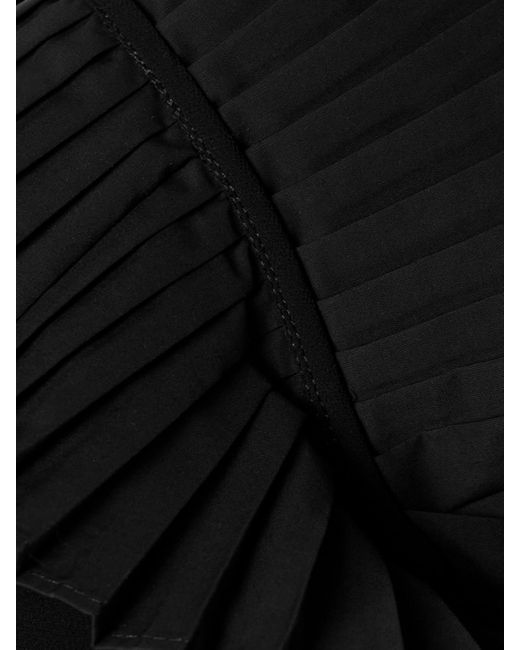 Co. Black Crepe De Chine And Pleated Poplin Blouse