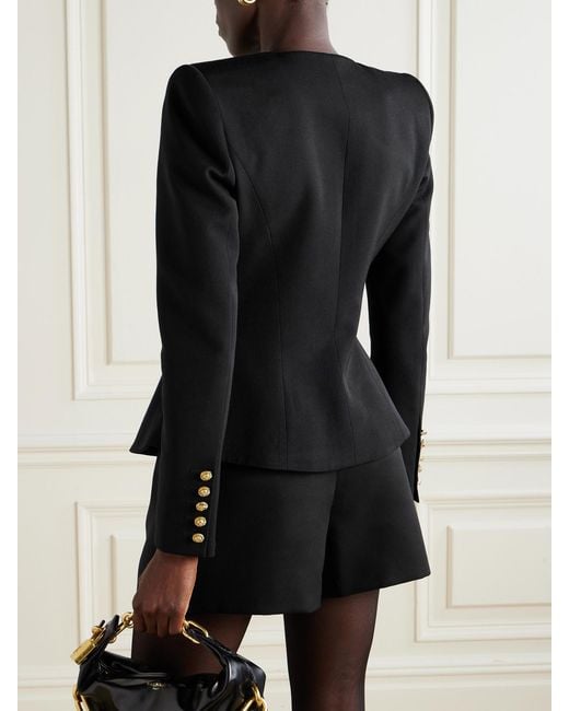 Balmain Black Grain De Poudre Wool Jacket