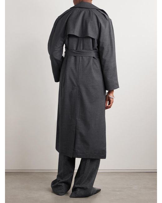 Leset Black Jane Doppelreihiger Trenchcoat Aus Einer Wollmischung Mit Bindegürtel