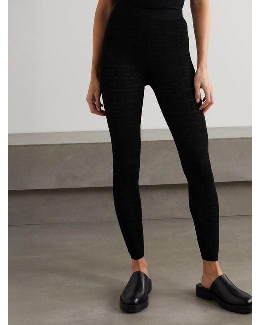 Givenchy Black Leggings Aus Pointelle-Strick Mit Stretch-Anteil