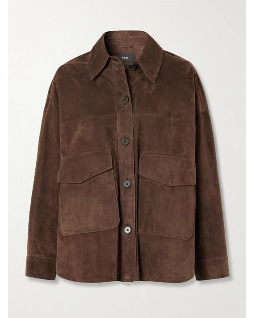 Arma Brown Kaylee Oversized Paneled Suede Jacket