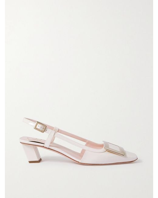 Roger Vivier Natural Belle Vivier 45 Patent-Leather Slingback Pumps