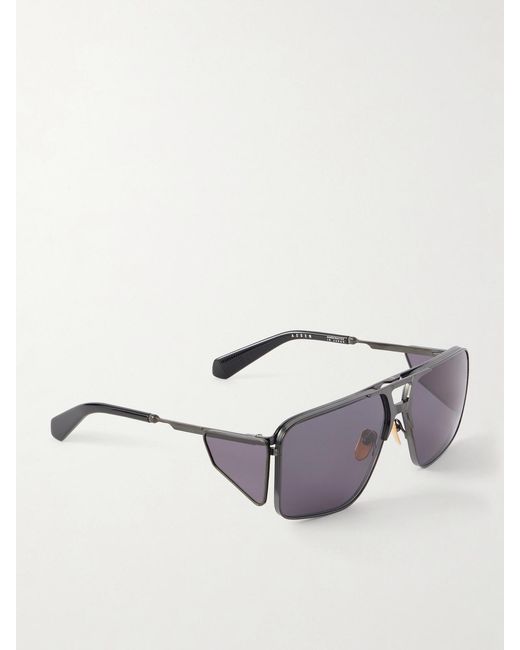 Jacques Marie Mage Black Assen Aviator-Style Metal Sunglasses