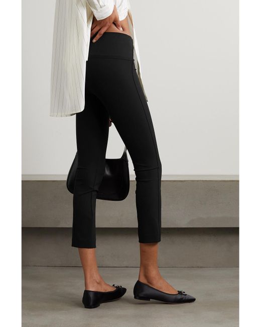 Veronica Beard Black Cropped Stretch-Crepe Skinny Pants