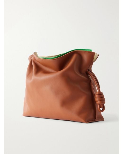 Loewe Brown Flamenco Layers Medium Leather Clutch