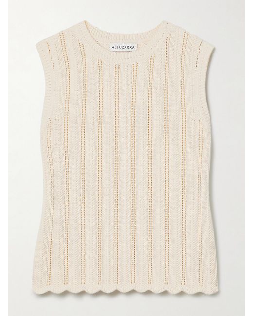 Altuzarra Natural Zabou Ribbed Open-Knit Organic Cotton Top
