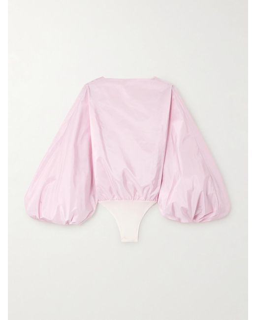 Alaïa Pink Open-Back Silk-Taffeta Bodysuit