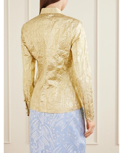 Tory Burch Crinkled Metallic Silk-Blend Shirt