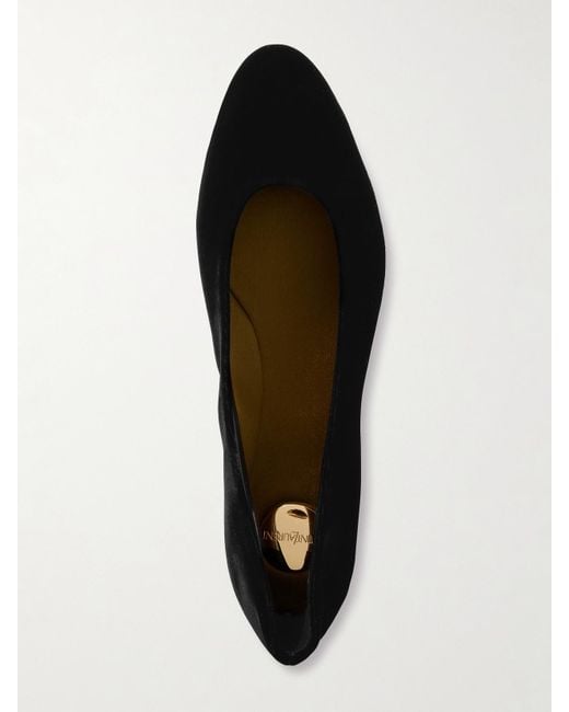 Saint Laurent White Gio Velvet Ballet Flats