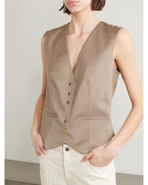 Mother Of Pearl Natural Net Sustain Alison Tencel Lyocell-Blend Twill Waistcoat