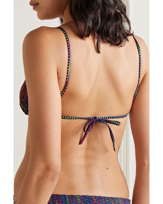 Eres Blue Rayon Printed Stretch Bikini Top