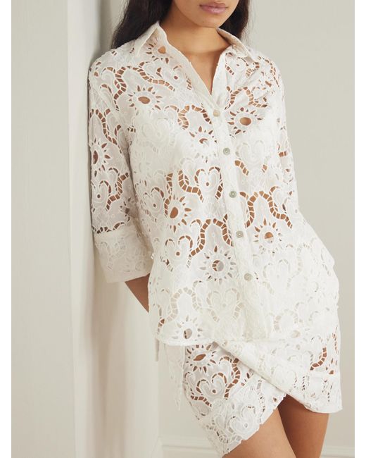 Farm Rio Natural Broderie Anglaise Cotton Shirt