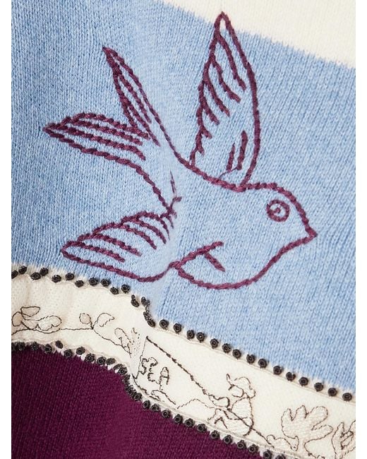 Sea Blue Hester Embroidered Striped Cotton And Cashmere-Blend Rugby Shirt