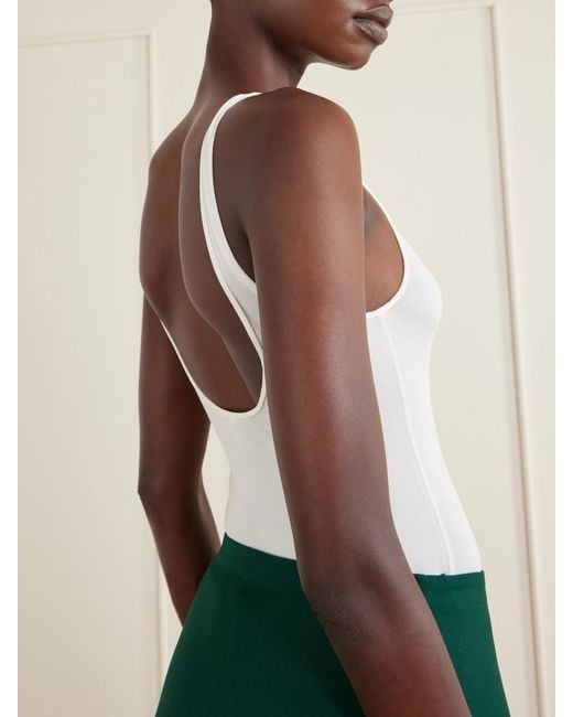 Alaïa White Silk-Blend Bodysuit