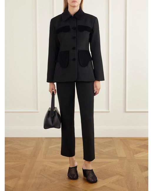 D'Estree Black Tina Gallie Crepe Straight-Leg Pants