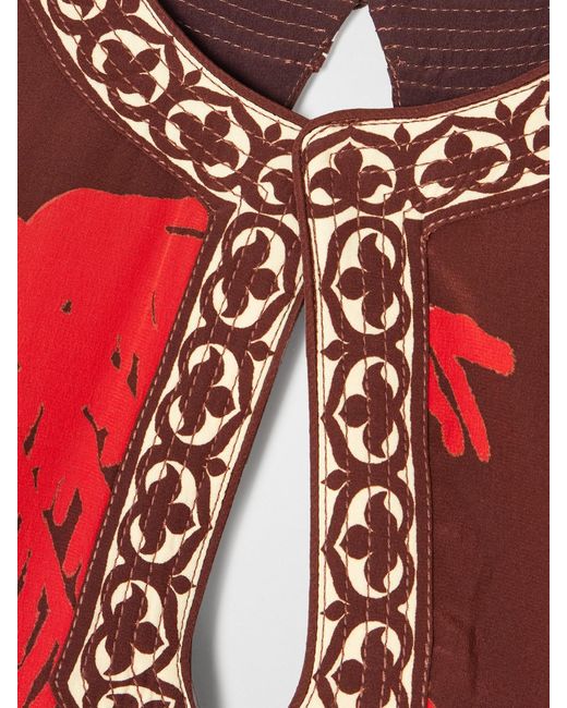 Johanna Ortiz Red Leyenda Del Tiempo Open-Back Printed Silk Crepe De Chine Maxi Dress