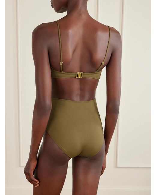 Nili Lotan Green Embellished Bikini Top