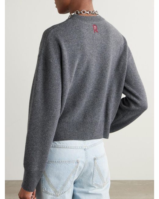 Rabanne Gray Embroidered Crystal-Embellished Wool And Cashmere-Blend Cardigan