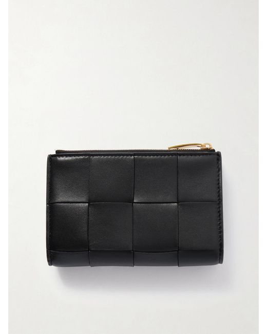 Bottega Veneta Black Cassette Intrecciato Leather Wallet
