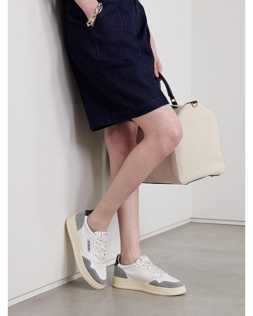 Autry Natural Medalist Low Leather And Suede Sneakers