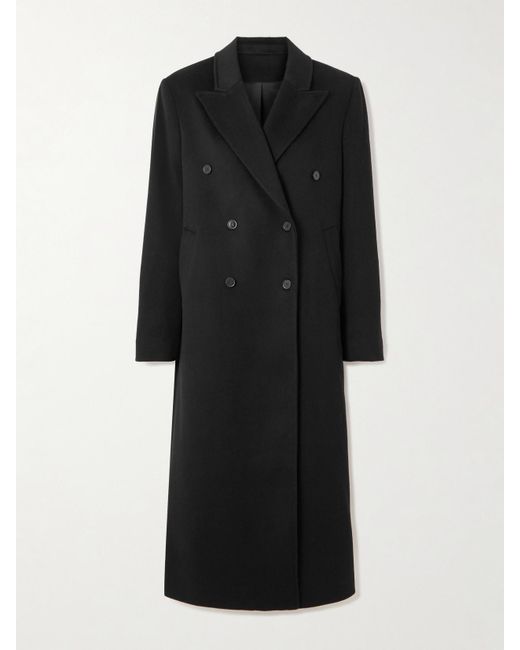 Loulou de Saison Black Rosco Double-Breasted Brushed-Wool And Cashmere-Blend Coat
