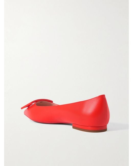 Roger Vivier Red Gommettine Buckled Leather Ballet Flats