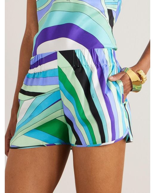 Emilio Pucci Blue Printed Silk-Twill Shorts