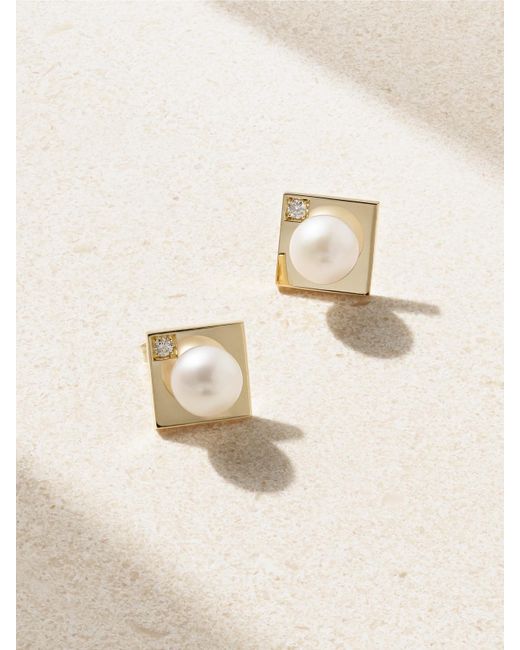 Mizuki Natural 14-Karat, Diamond And Pearl Earrings