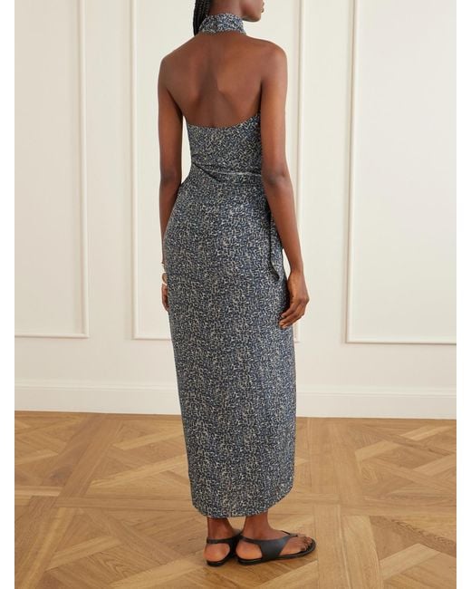 Cortana White Corallo Printed Silk-Satin Midi Dress