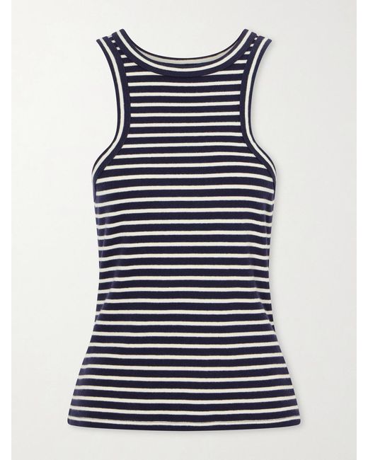 Nili Lotan Blue Hank Striped Cotton Tank
