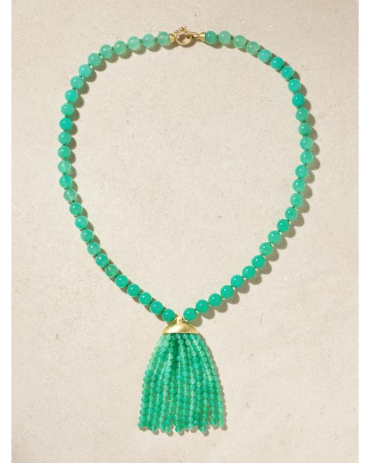 Irene Neuwirth Green Gumball Tassel 18-Karat Chrysoprase Necklace
