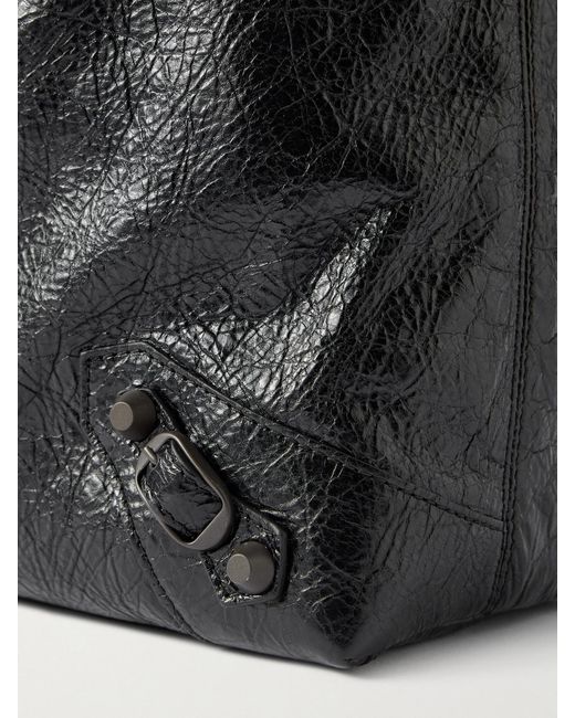 Balenciaga Black Le City Medium Embellished Textured-Leather Shoulder Bag