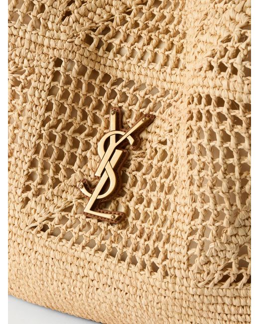 Saint Laurent Natural Jamie Leather-Trimmed Raffia Tote