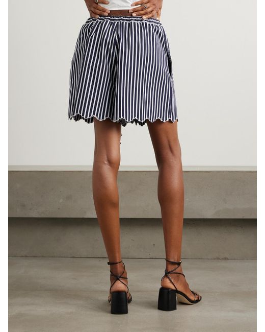 Patou Black Shorts Aus Gestreifter Baumwollpopeline Mit Stickerei